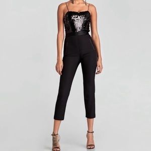 Zara Black Sequin Tuxedo Playsuit - size xs